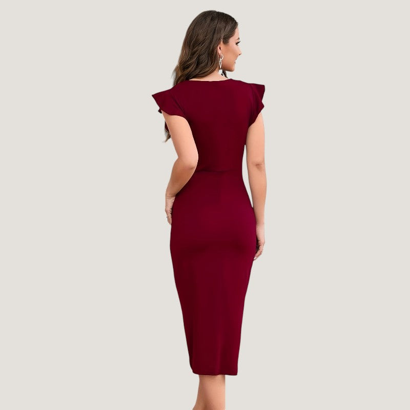 Vrouwen Maxi Jurk Met Kraag En Volant Mouwen 6