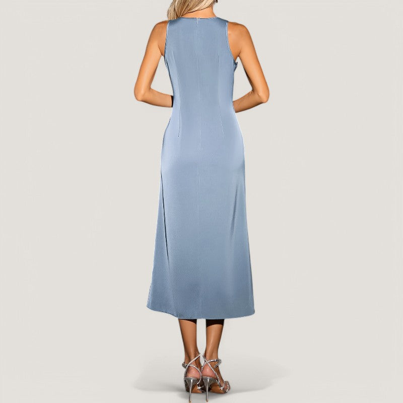 Vrouwen Maxi Jurk Vloeiende Satin Zonder Mouwen 2