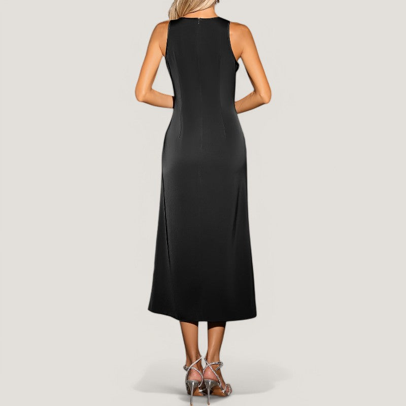 Vrouwen Maxi Jurk Vloeiende Satin Zonder Mouwen 9