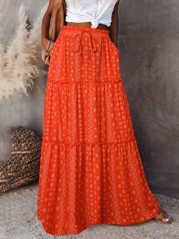 Vrouwen Maxi Rok Bohemian Hoge Taille Losse Stijl Polyester 6