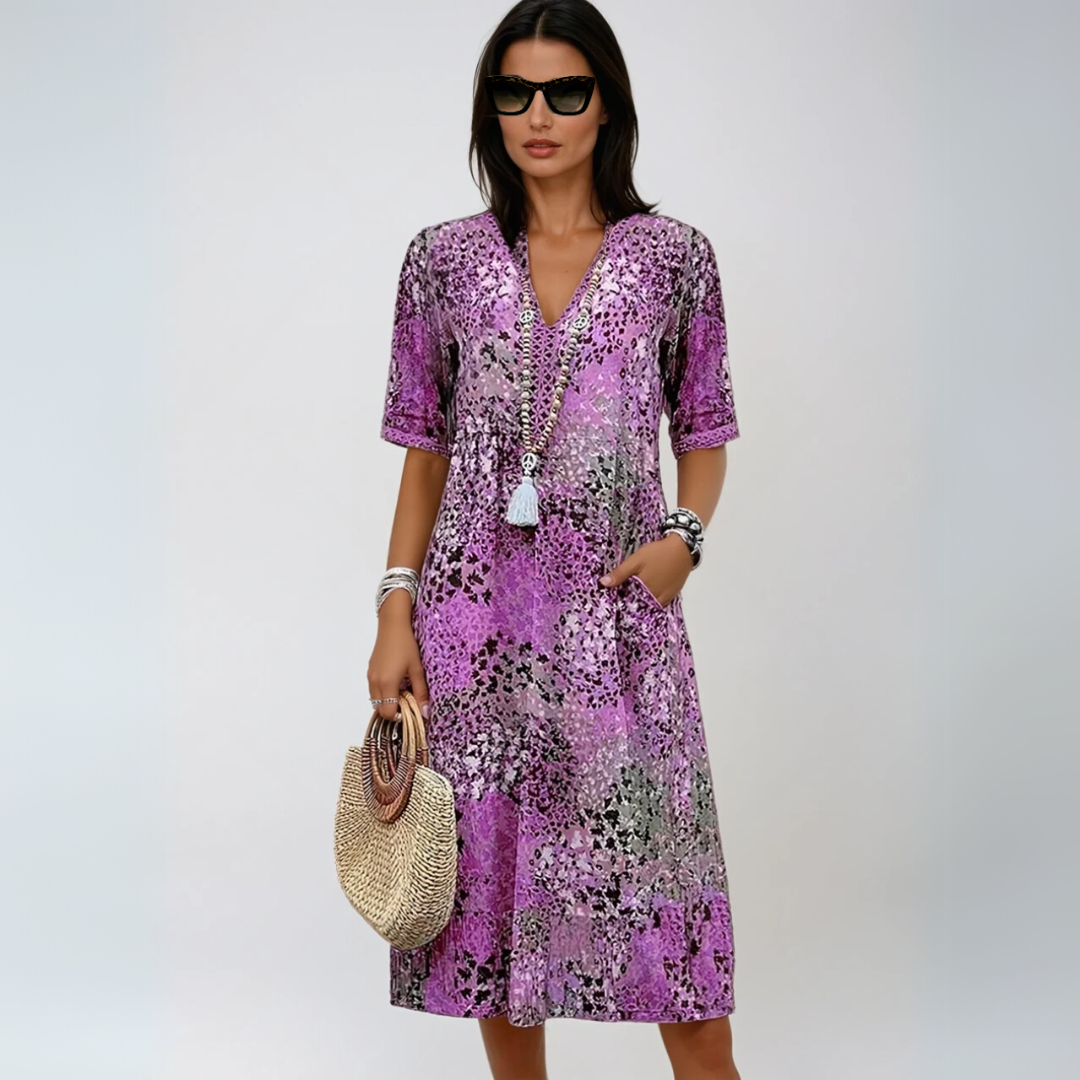 Vrouwen Mid-Length Jurk Vloeiende Stijl 1
