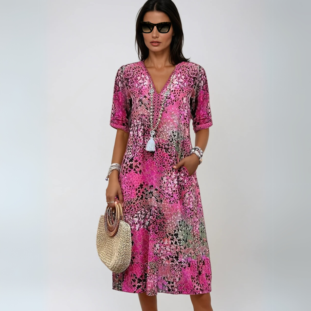 Vrouwen Mid-Length Jurk Vloeiende Stijl 2