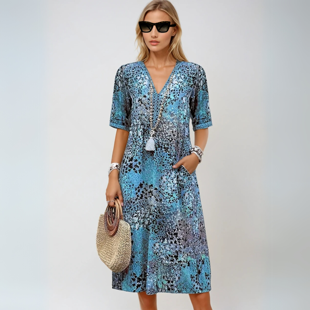 Vrouwen Mid-Length Jurk Vloeiende Stijl 3