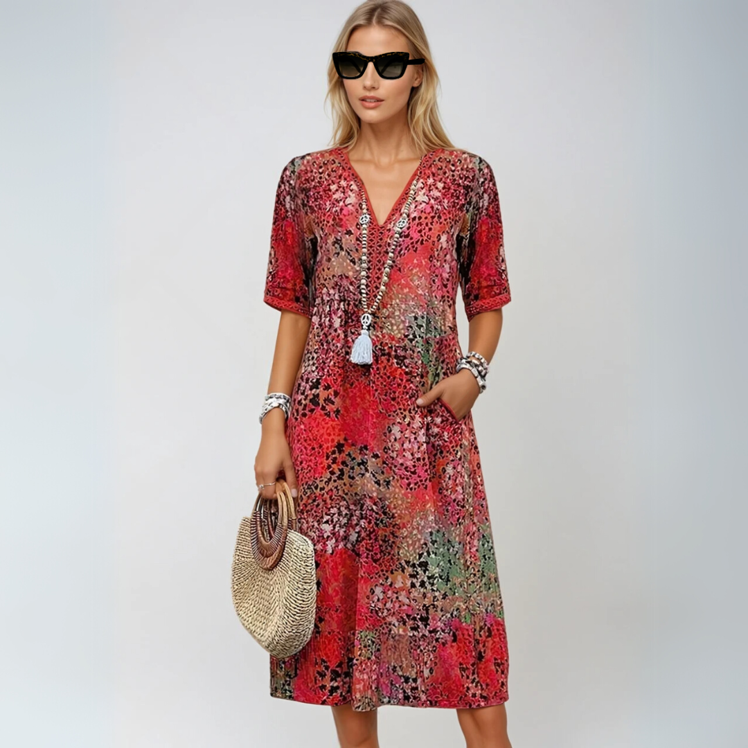 Vrouwen Mid-Length Jurk Vloeiende Stijl 4
