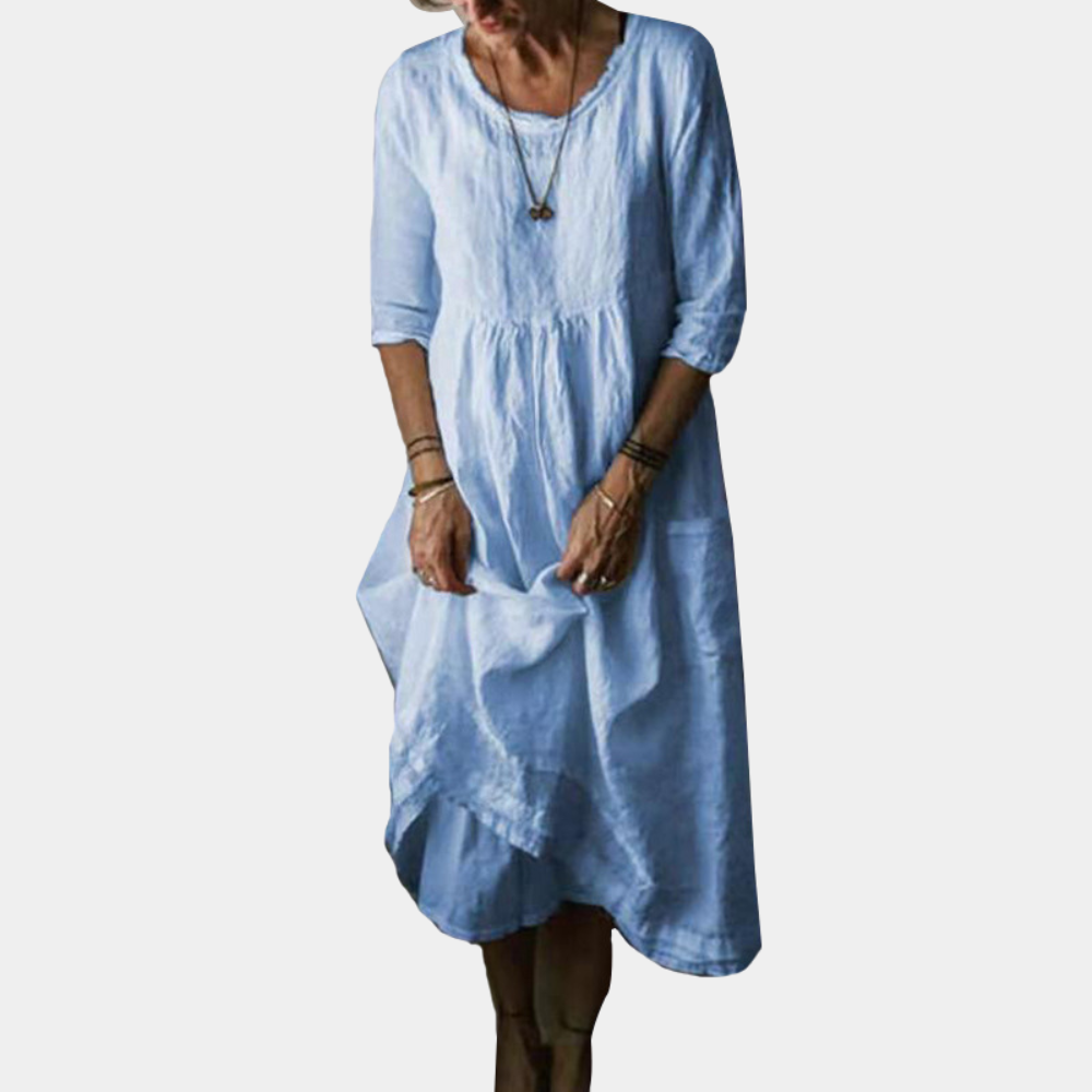 Vrouwen Midi Dress Met Albuelange Mouwen 1