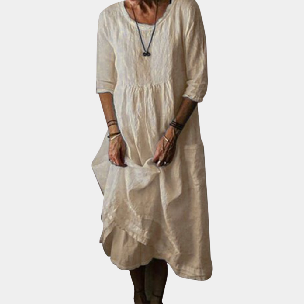 Vrouwen Midi Dress Met Albuelange Mouwen 2