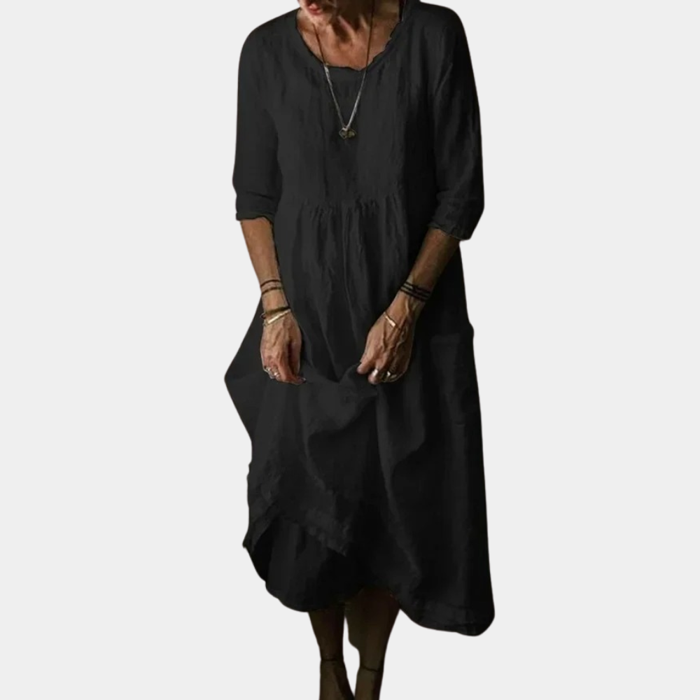 Vrouwen Midi Dress Met Albuelange Mouwen 3