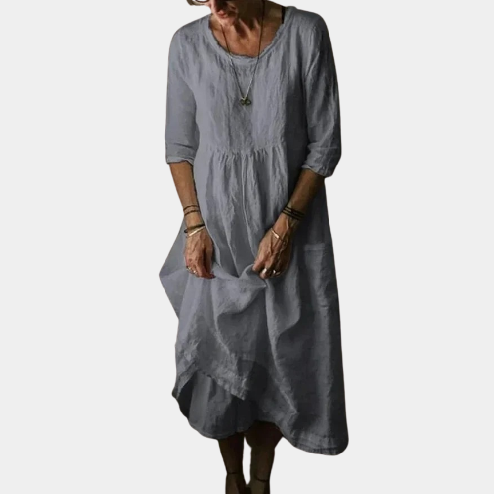 Vrouwen Midi Dress Met Albuelange Mouwen 4