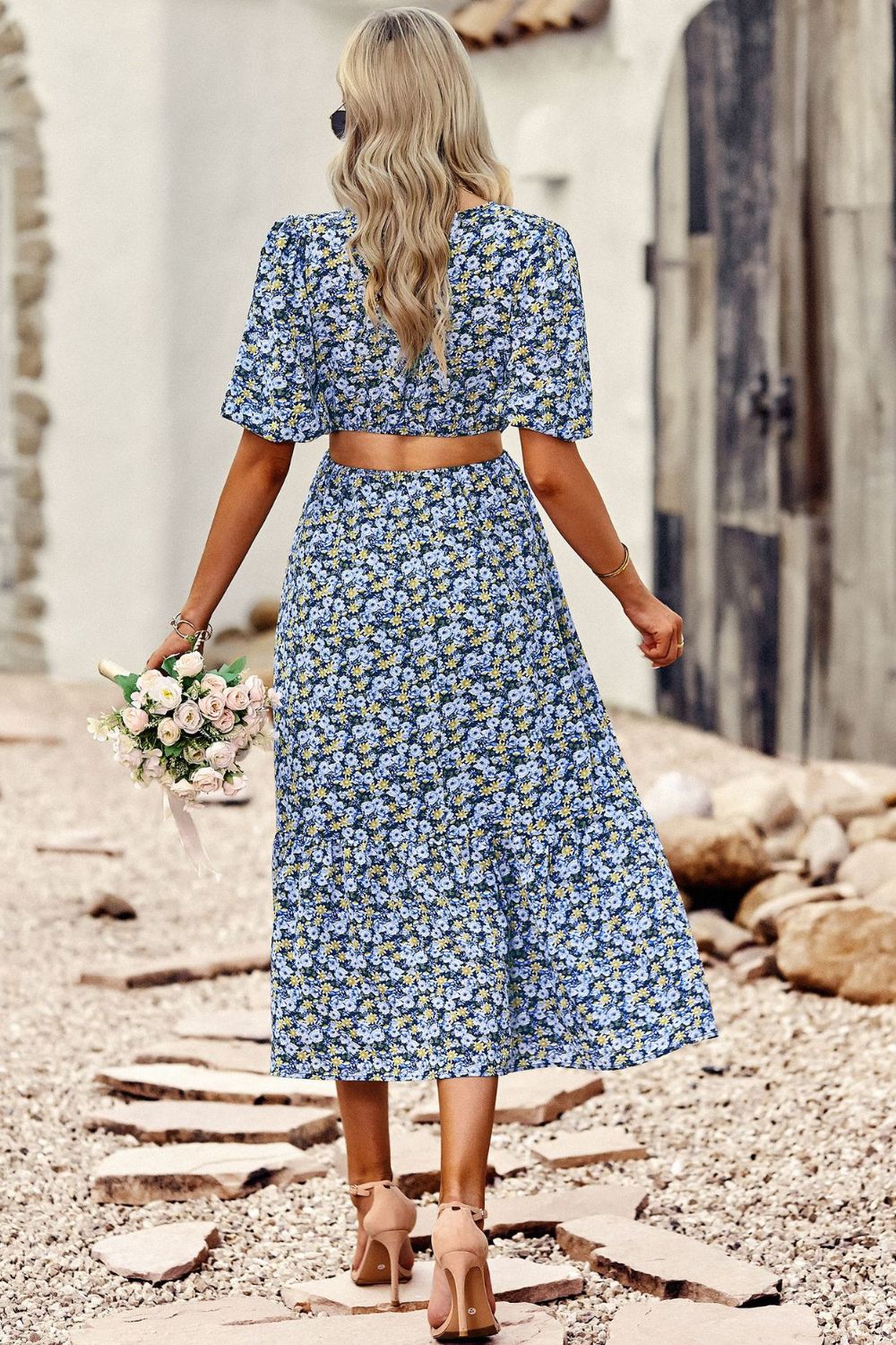 Vrouwen Midi Jurk Met Bloemenprint En Puff Mouwen 7