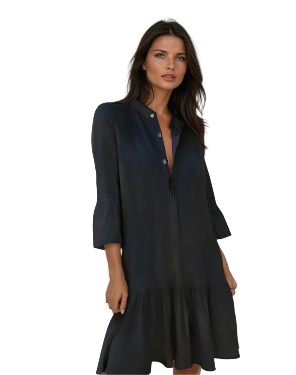 Vrouwen Mini Shirt Jurk Geplooid Stijlvol 0