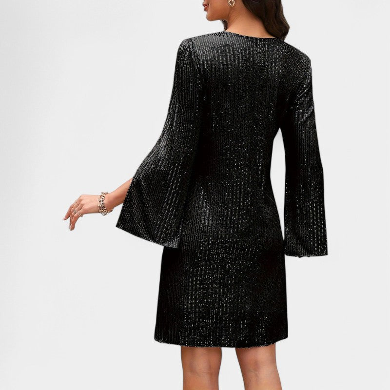Vrouwen Tunique Jurk Met Splitmouwen Polyester Sequins 6