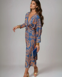 Vrouwen Vintage Charm Jurk Met Diepe V-hals 1