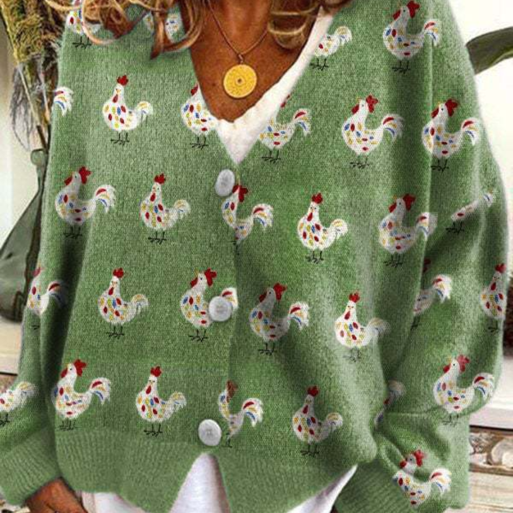 Vrouwen Vintage Sweater met V-hals en Fåremønster 3