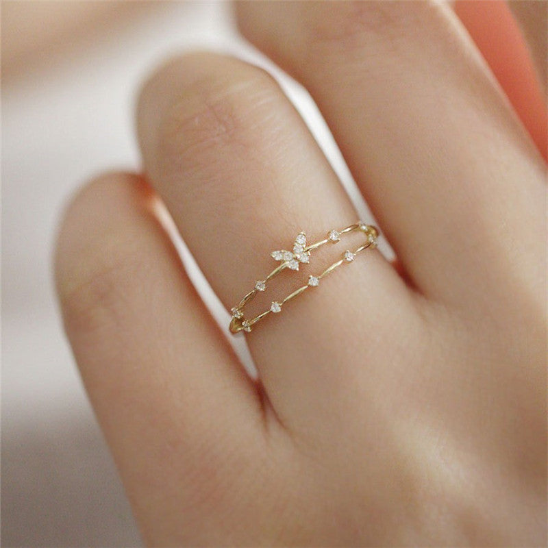 Vrouwen Vlinderring Verstelbaar Met Sprankelende Zirkonia 1