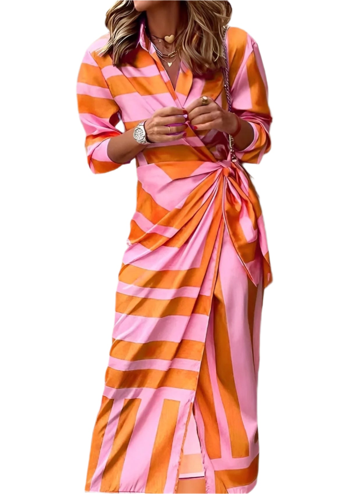 Vrouwen Wrap Dress Gedrukt Elegante Stijl 0