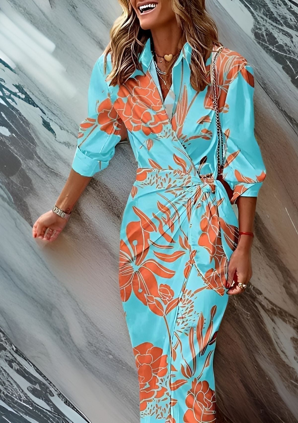 Vrouwen Wrap Dress Gedrukt Elegante Stijl 10