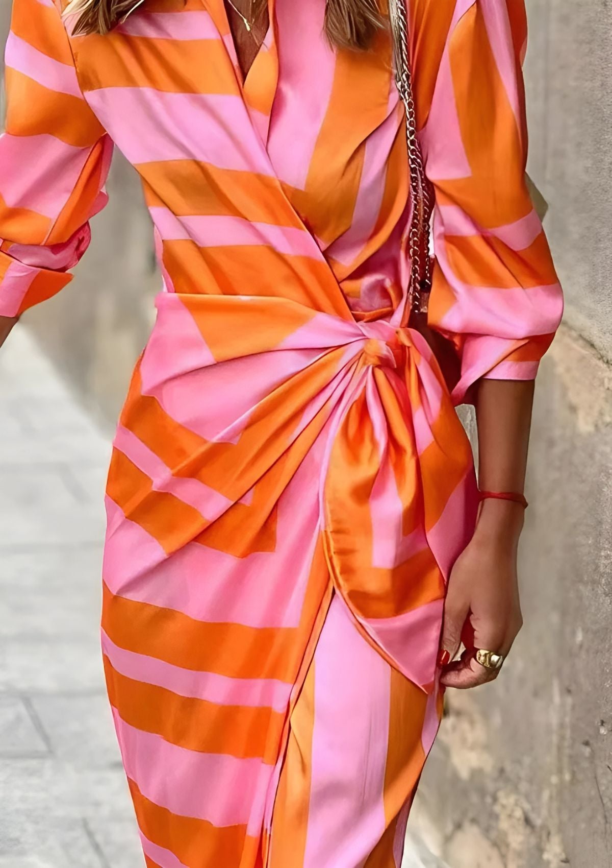 Vrouwen Wrap Dress Gedrukt Elegante Stijl 5