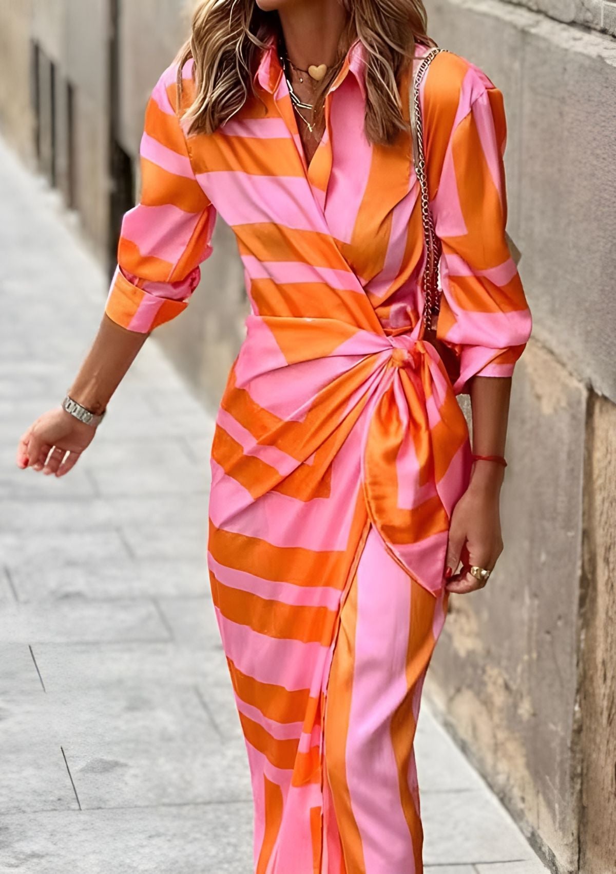 Vrouwen Wrap Dress Gedrukt Elegante Stijl 7