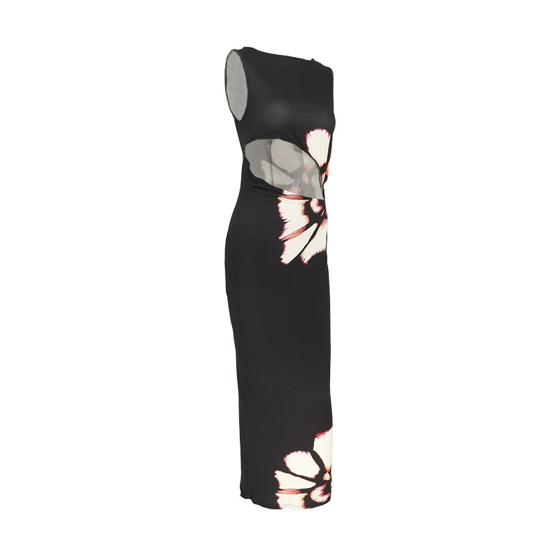 Vrouwen Zomerjurk Met Bloemenprint En Cut-outs 5