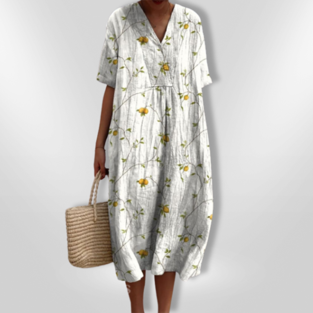Vrouwen Zomerjurk Met Bloemenprint En V-Hals 13