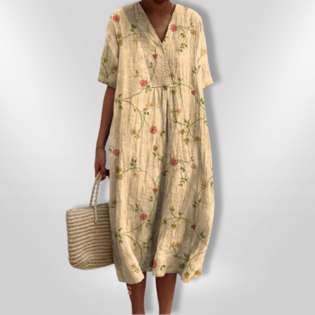 Vrouwen Zomerjurk Met Bloemenprint En V-Hals 8
