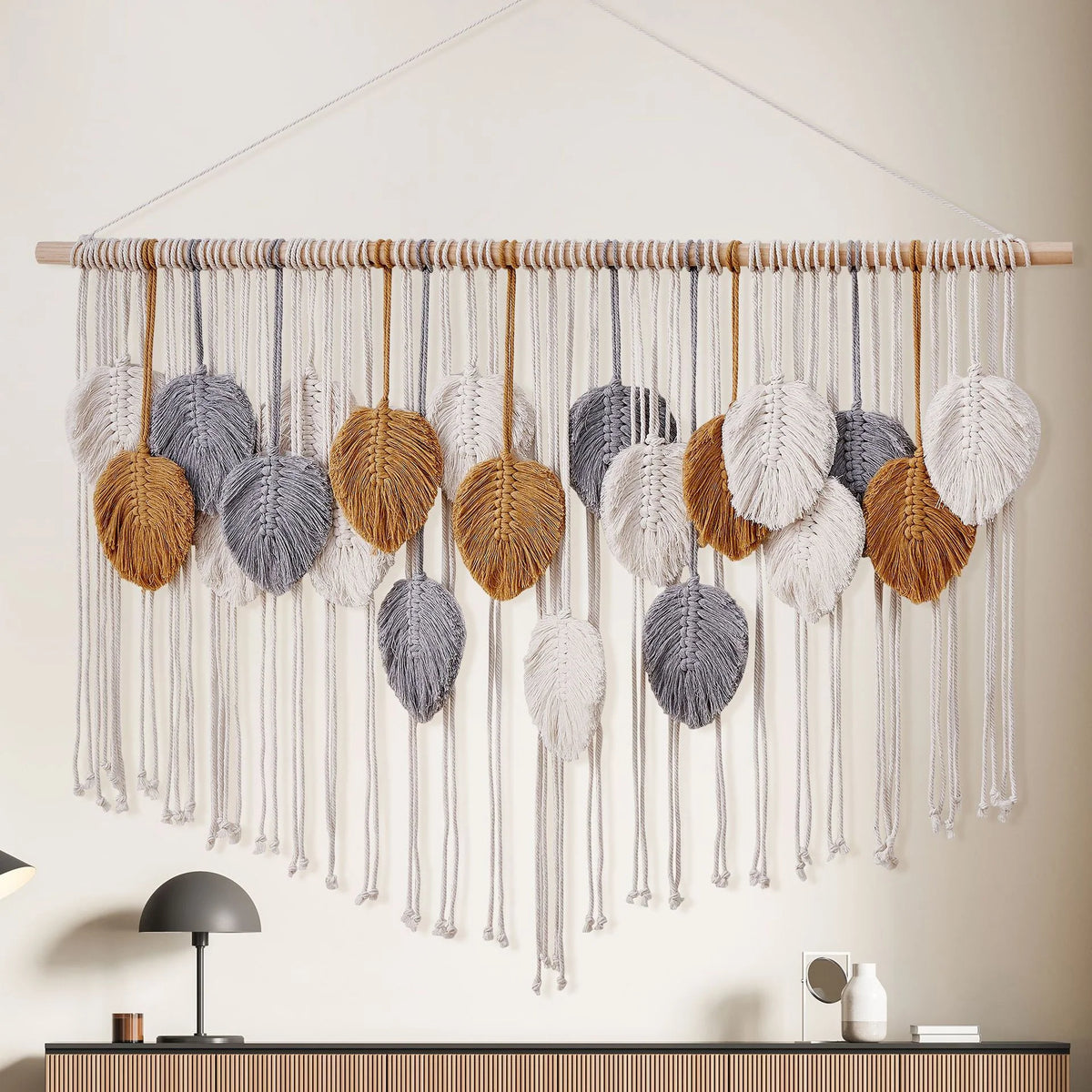 Wanddecoratie Geweven Bladeren Bohemian Stijl 1