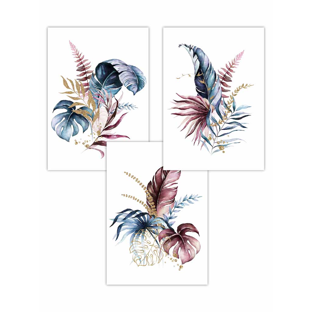 Wanddecoratie Set van 3 Botanische Posters 0