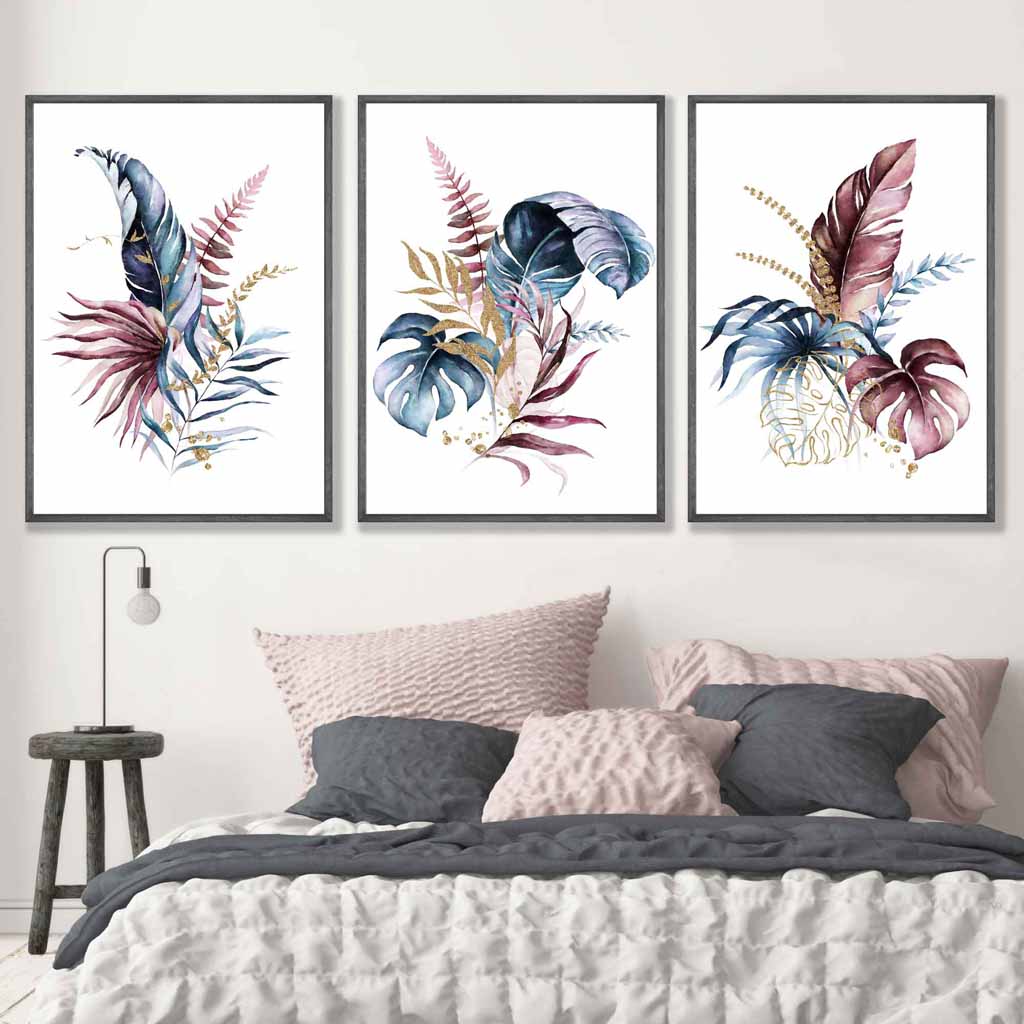 Wanddecoratie Set van 3 Botanische Posters 4