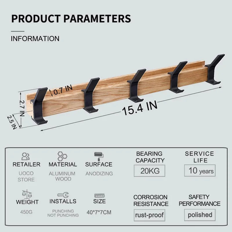 Wandkapstok met Beweegbare Haken Scandinavisch Design 6