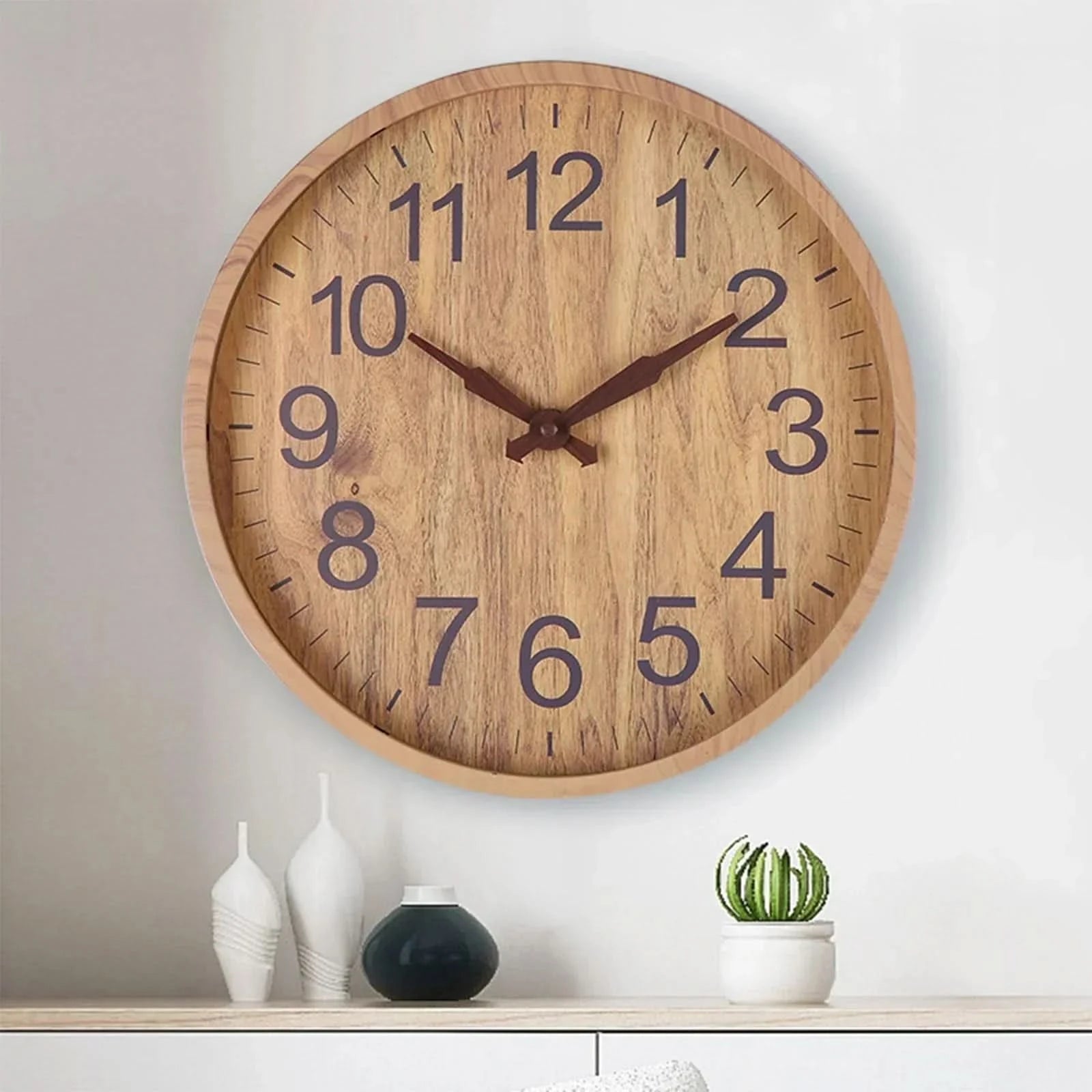Wandklok Hout Minimalistisch Design 2
