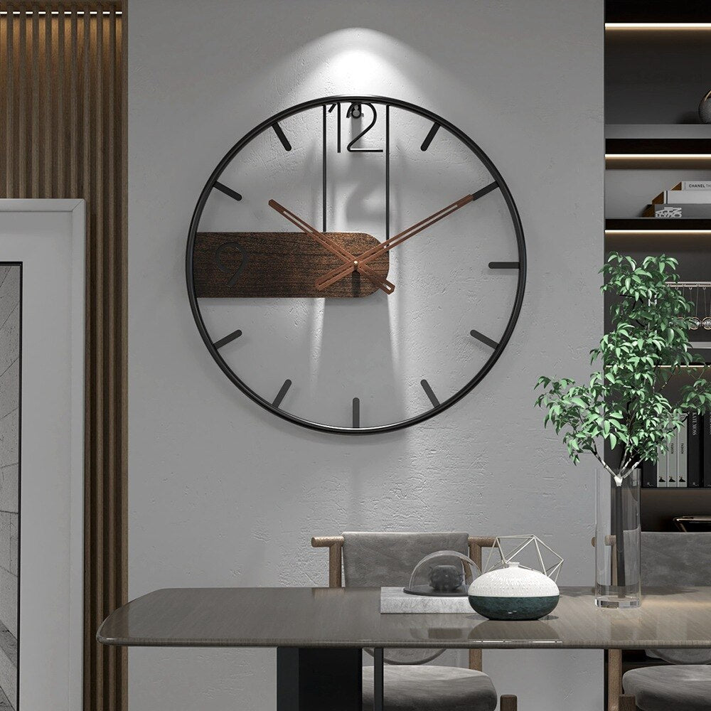 Wandklok van Staal en Walnoot met Stijlvol Design 0
