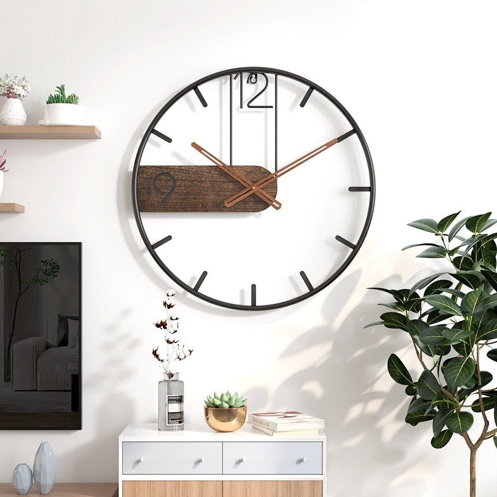 Wandklok van Staal en Walnoot met Stijlvol Design 2