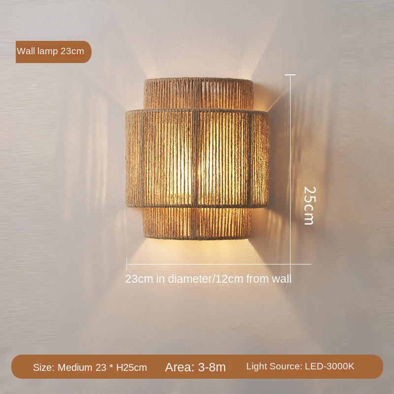 Wandlamp Boheemse Vintage Rotan Design 4