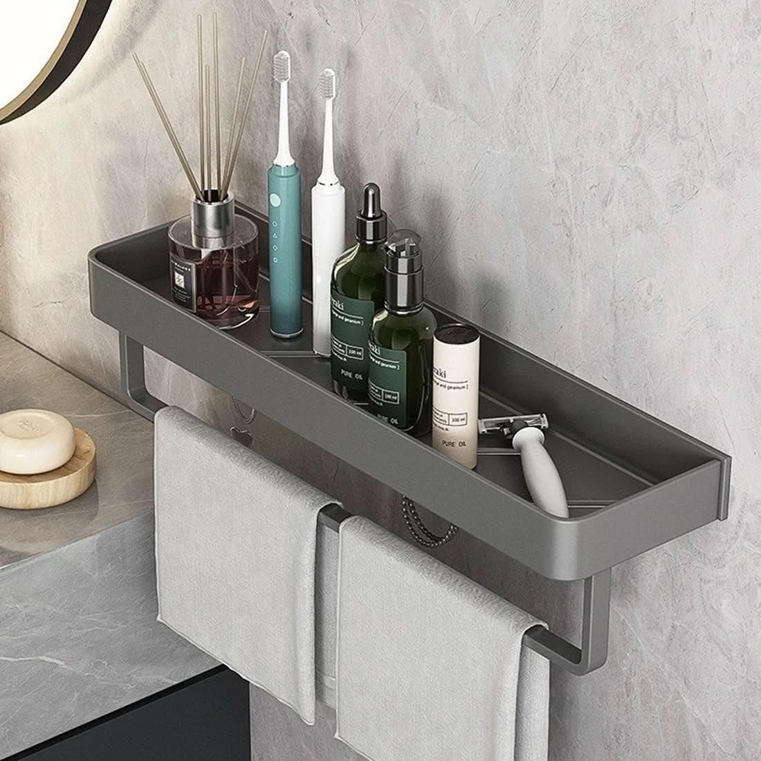 Wandplank voor Badkamer met Handdoekenrek 1