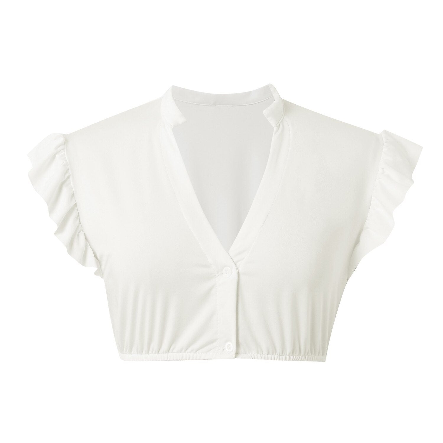 Witte Blouse Dames met Ruchesmouwen voor Feestelijke Gelegenheden 7