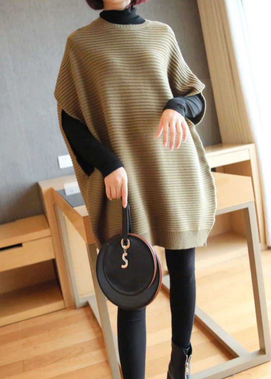 Zwart Dames Vest O-hals Met Patchwork Design voor Casual Herfststijl 3