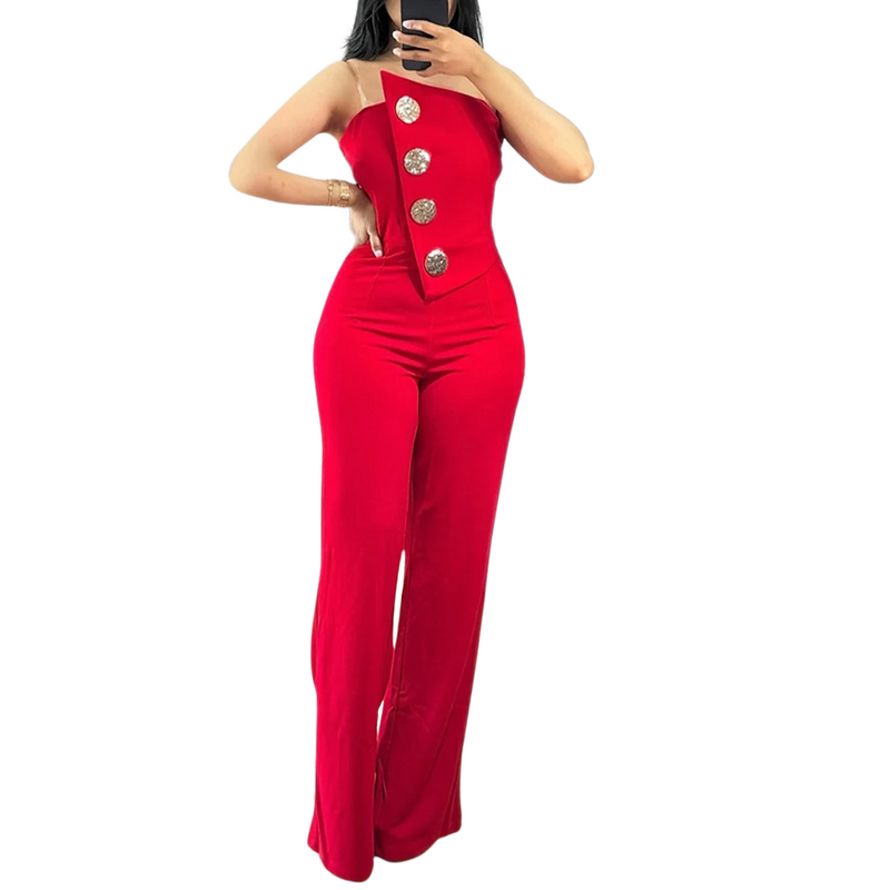 Asymmetrisch Bandeau Strapless Jumpsuit