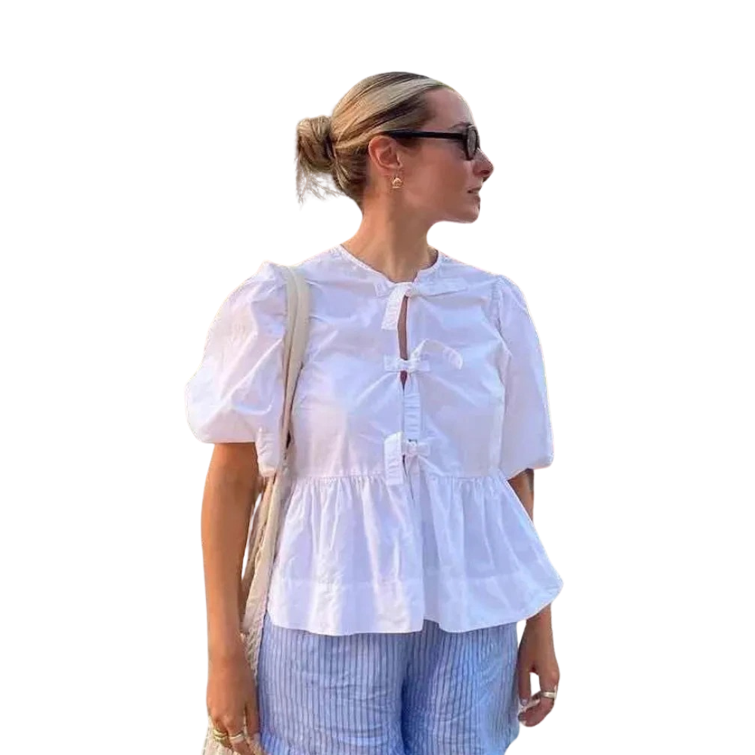 Damesblazer met gekatte mouwen en pofmouwtjes