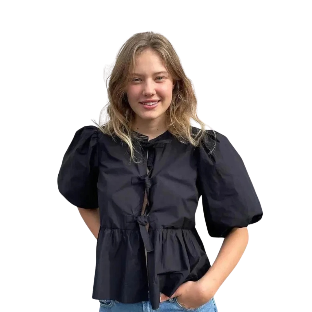 Damesblazer met gekatte mouwen en pofmouwtjes