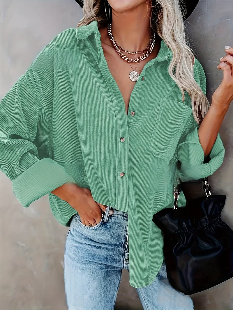 Dames Oversized Shirt Groen Katoen Casual-5