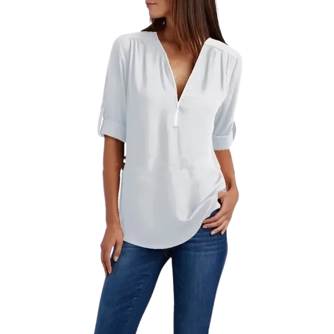 Vrouwen Blouse met Diepe V-Hals Chiffon