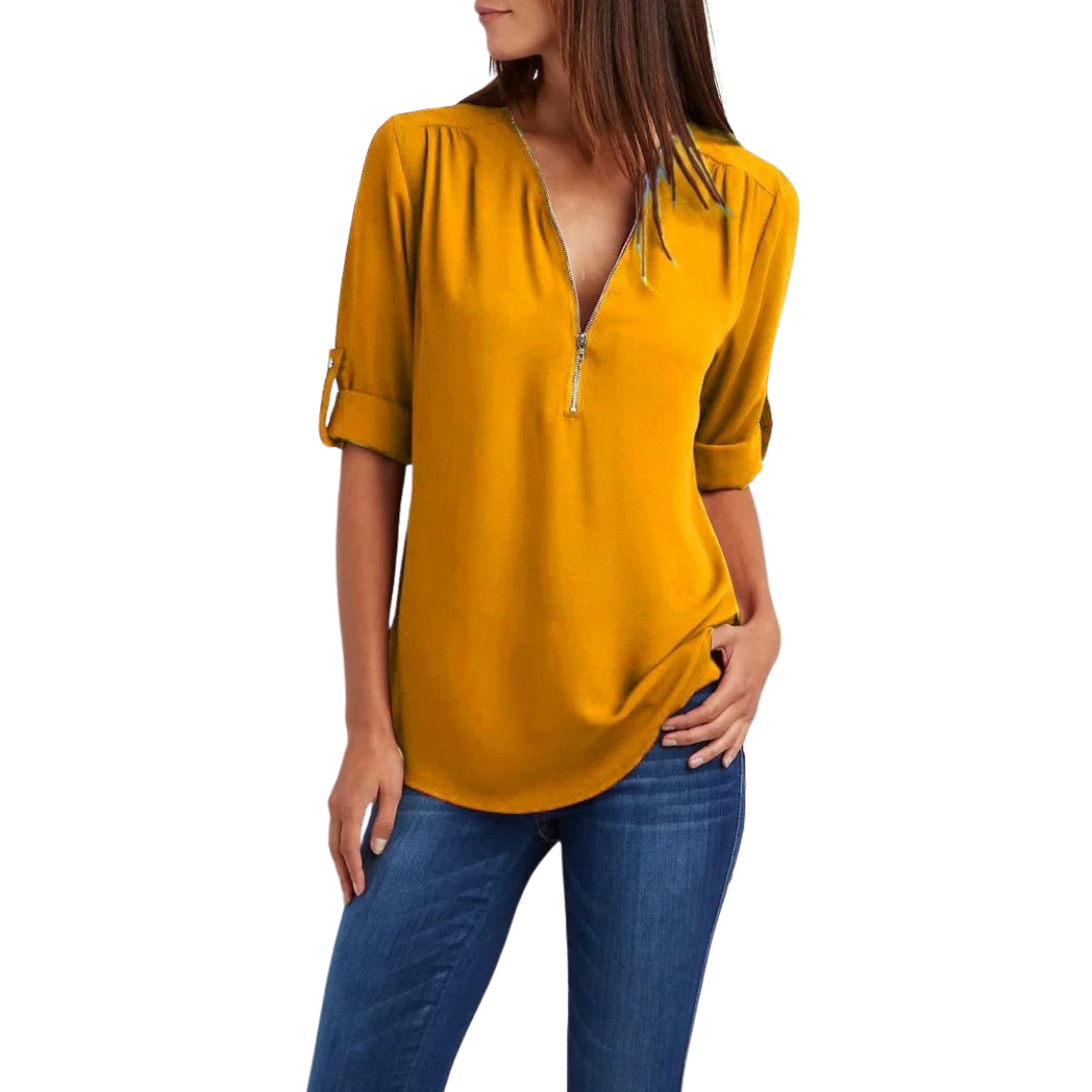 Vrouwen Blouse met Diepe V-Hals Chiffon