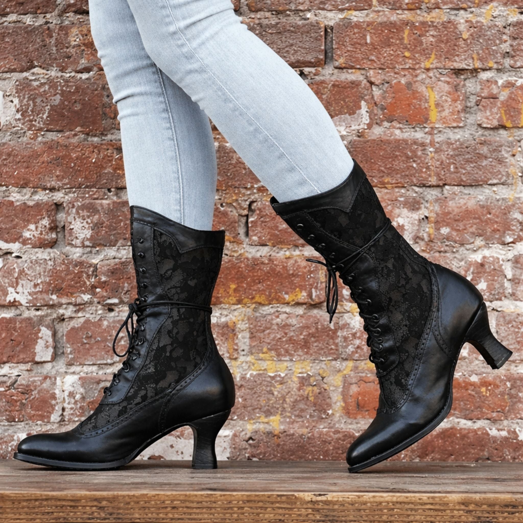 Dames Enkellaarsjes Vintage Stijl Met Verfijnde Details