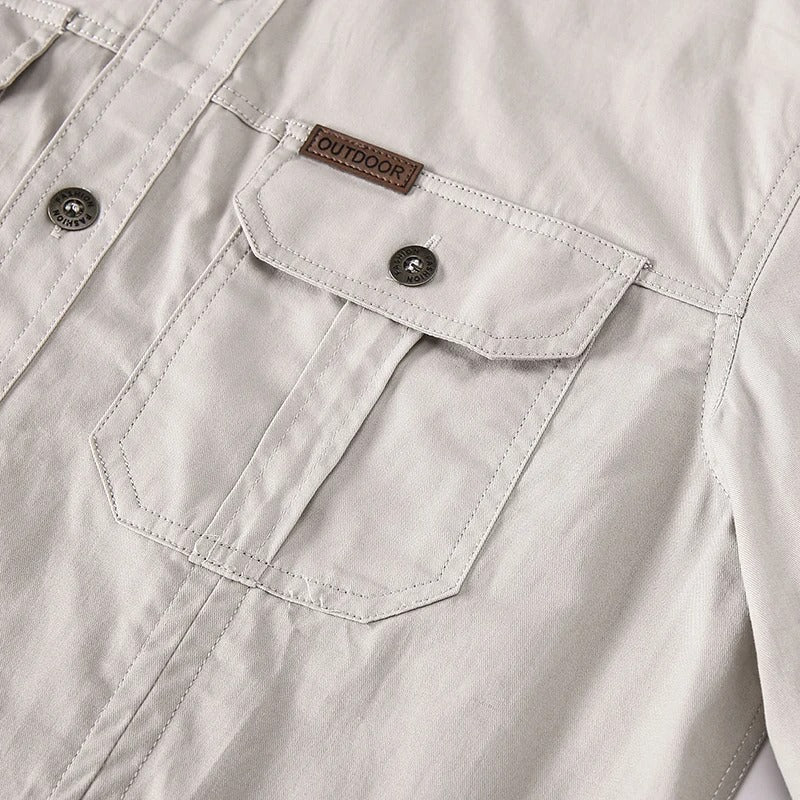 Heren katoenen cargoshirt