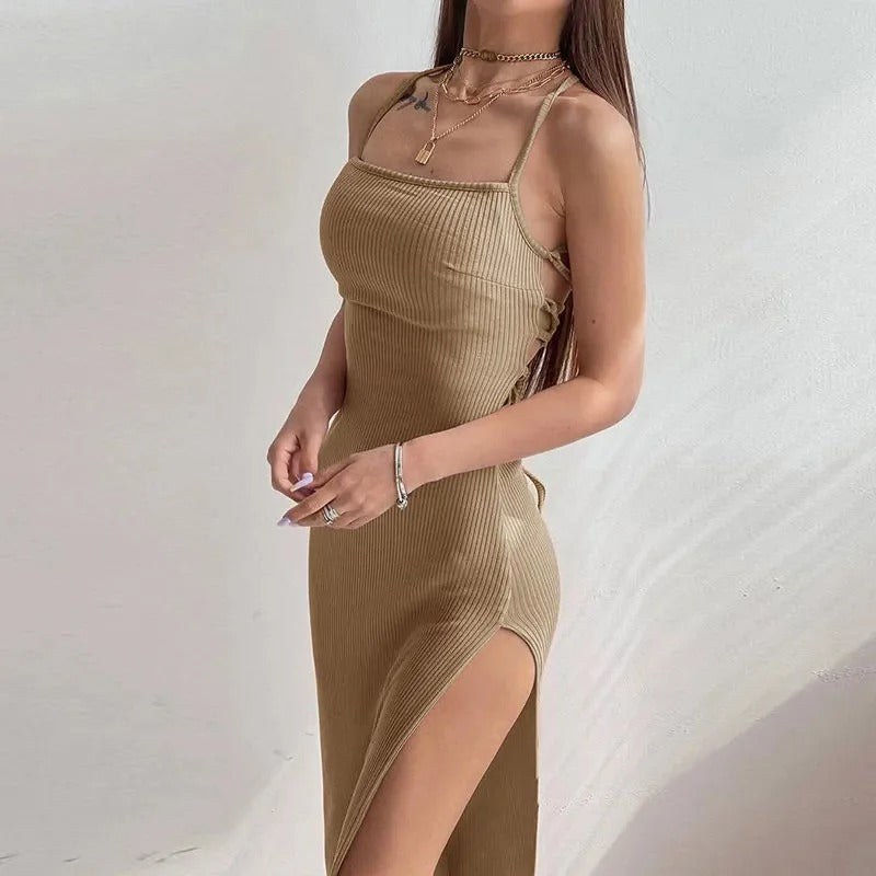 Vrouwen Rugloze Halter Hals Bodycon Dress
