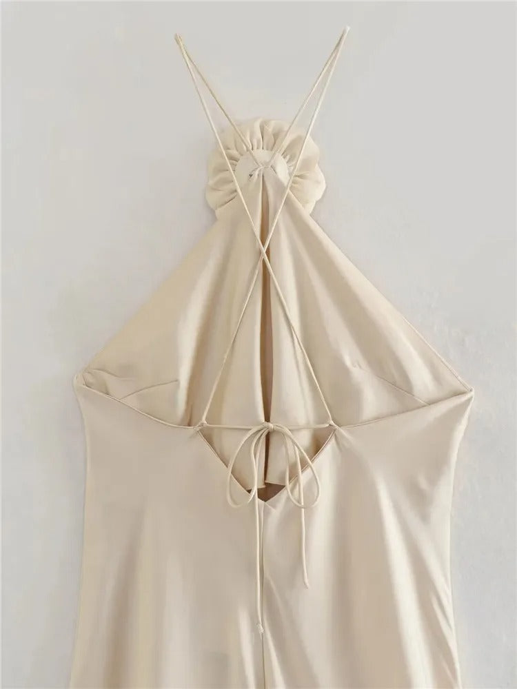 Dames off-shoulder halter lange jurk