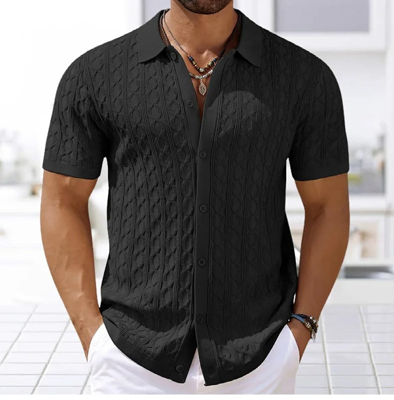 Heren Retro Jacquard Gebreide Polo