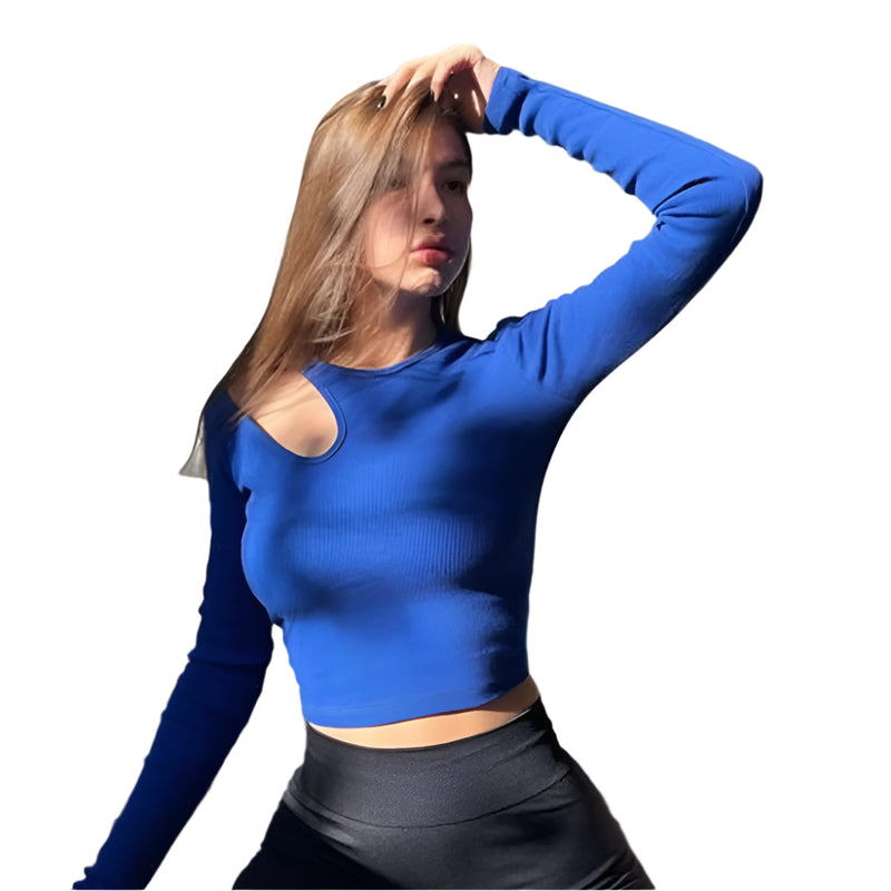 Ribgebreide crop top met lange mouwen voor dames
