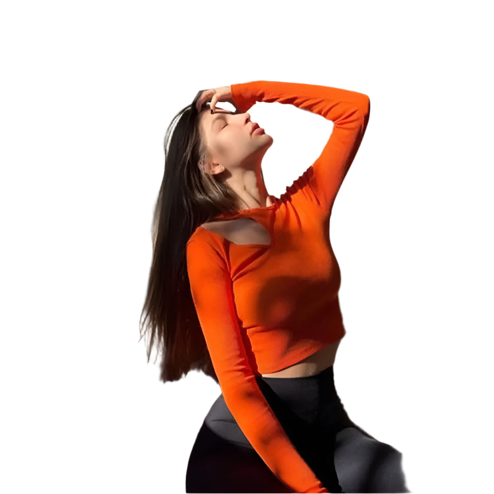 Ribgebreide crop top met lange mouwen voor dames