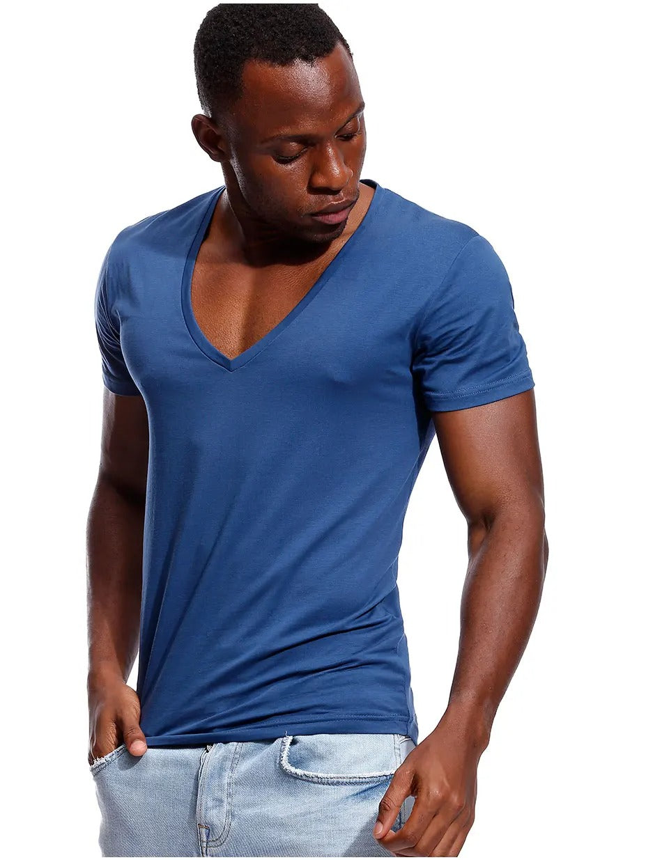 Heren T-shirt met diepe V-hals